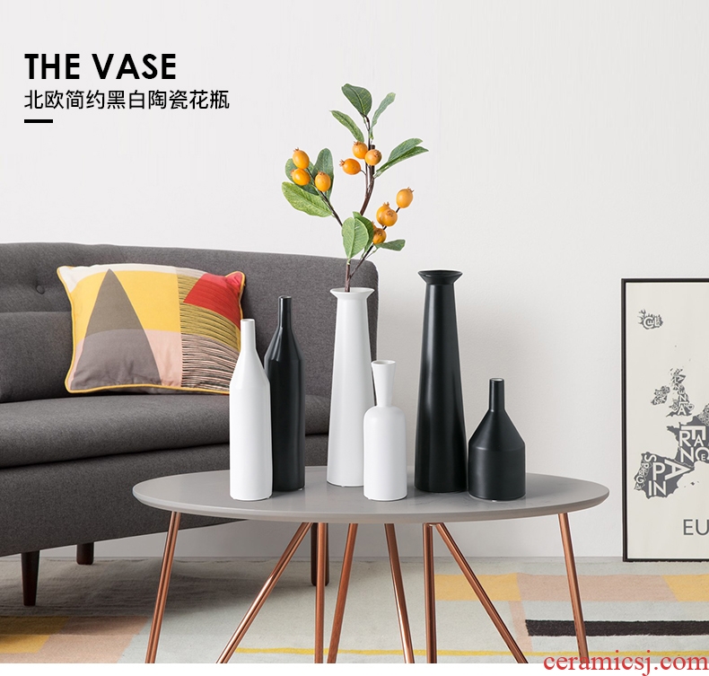 Creative Japanese vase Nordic decorative furnishing articles I and contracted, black and white ceramic dry flower vase sitting room porch flower arrangement