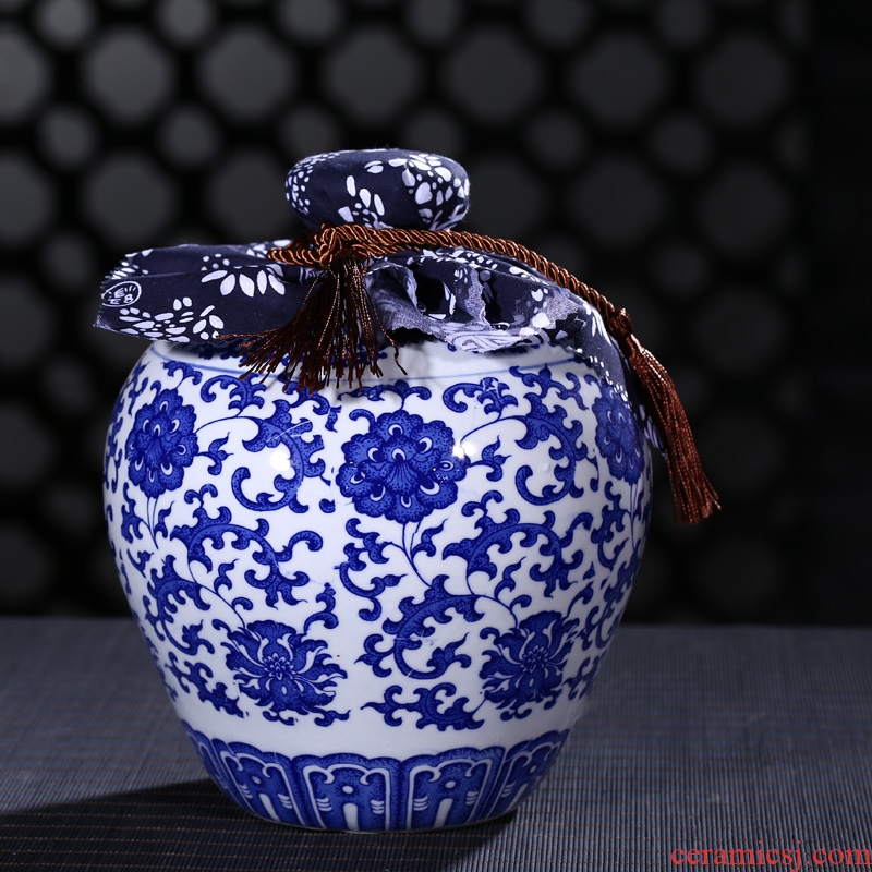 Jingdezhen ceramic jars 5 jins of 10 jins to ceramic bottle of liquor altar empty bottle sealed jar of wine jugs