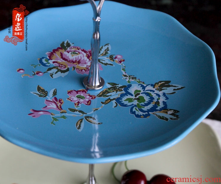 European pastoral jingdezhen ceramics two the layers of fruit cake snacks confectionery plate of the sitting room tea table furnishing articles
