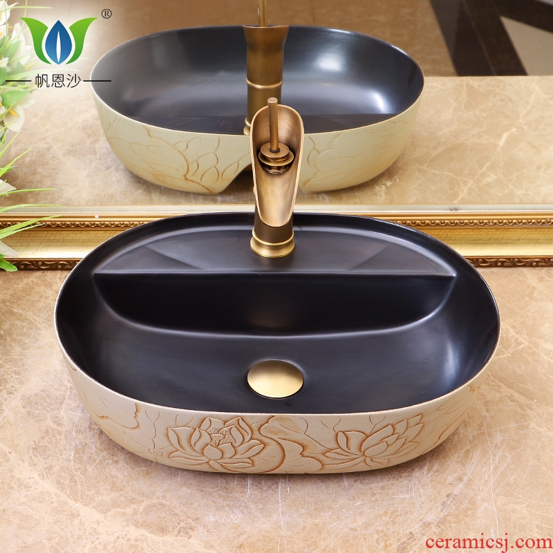 Porcelain basin sink toilet stage basin of archaize lotus for wash gargle for Chinese ceramic wash basin sinks