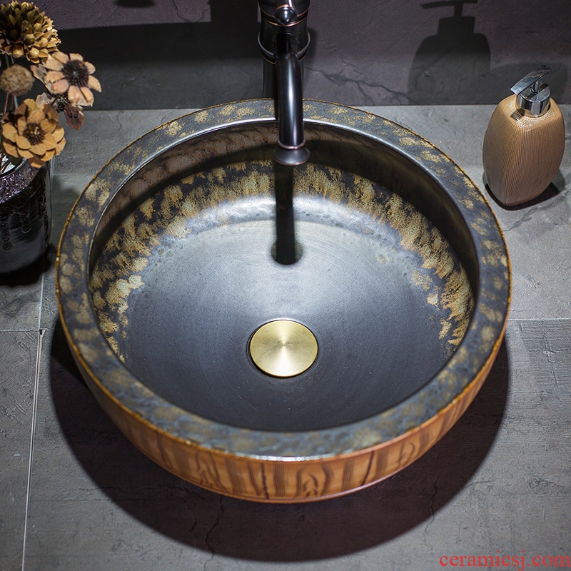 European stage basin round sink basin to restore ancient ways ceramic art basin to wash face basin bathroom sinks