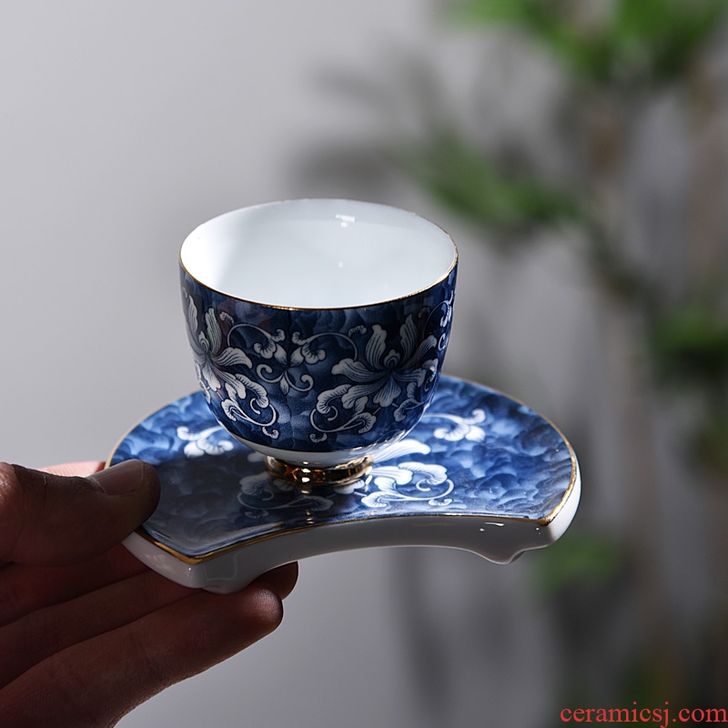 Chen xiang jingdezhen blue and white porcelain kung fu tea set household ceramics GaiWanCha pad a complete set of gift boxes