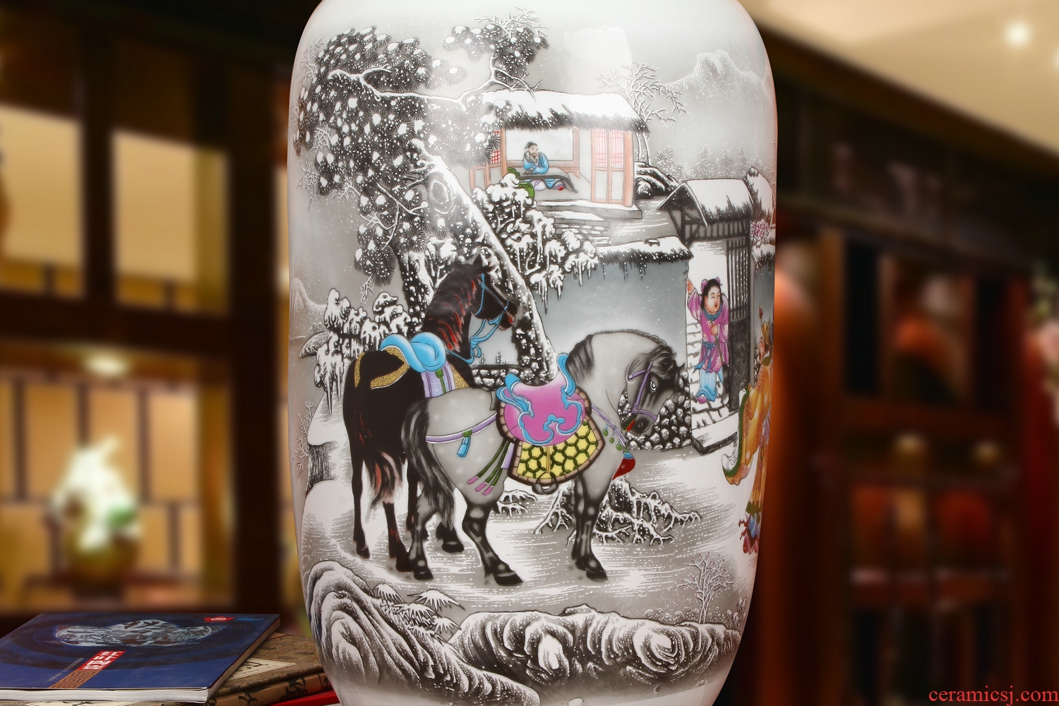 Jingdezhen ceramics powder enamel of three Chinese style household crafts are the three characters of large vase