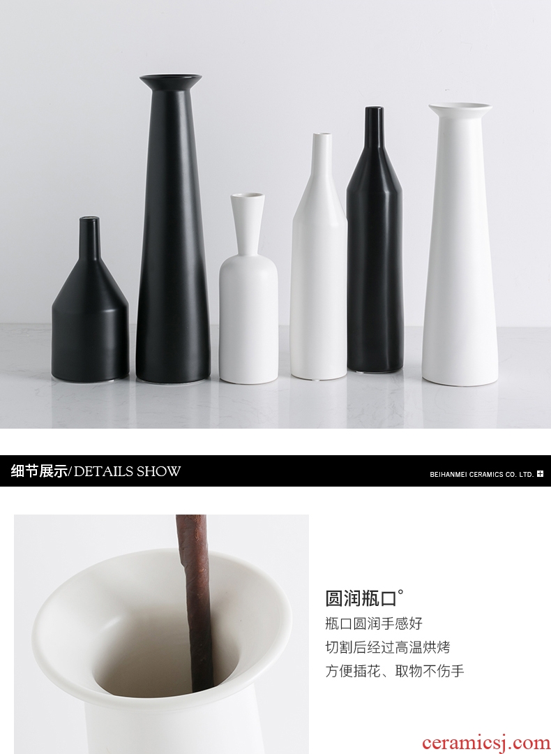 Creative Japanese vase Nordic decorative furnishing articles I and contracted, black and white ceramic dry flower vase sitting room porch flower arrangement