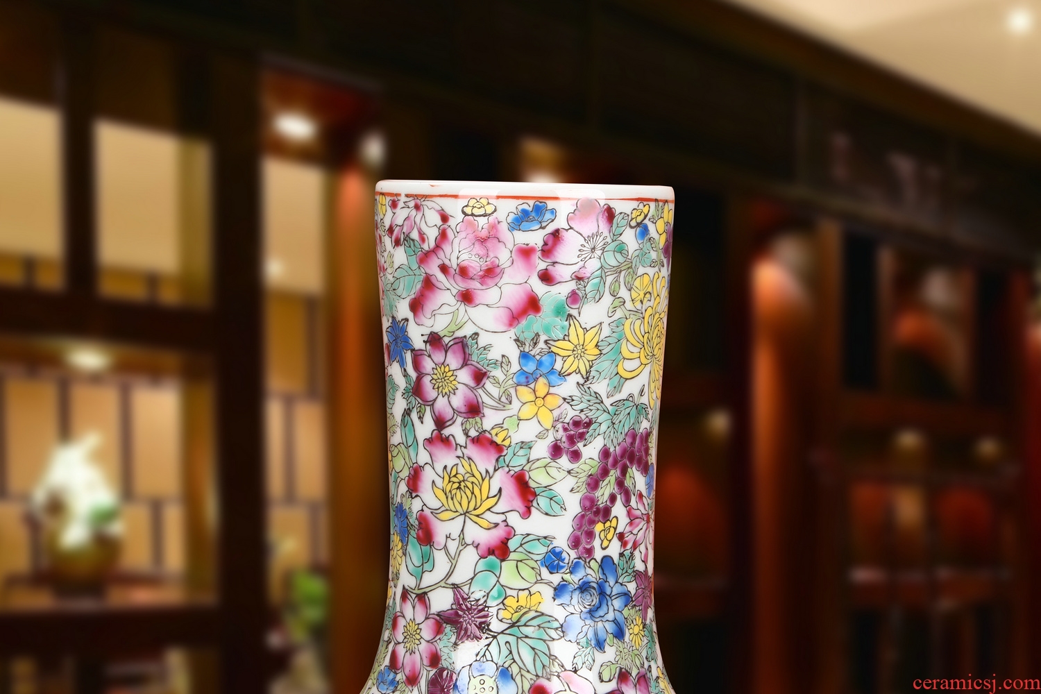 Jingdezhen ceramics high - end antique pastel fine all hand - made art porcelain industry white flower vase on the celestial sphere