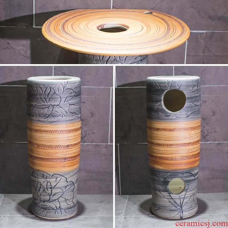 Art the sink pillar type toilet ceramic lavatory is suing floor sink basin
