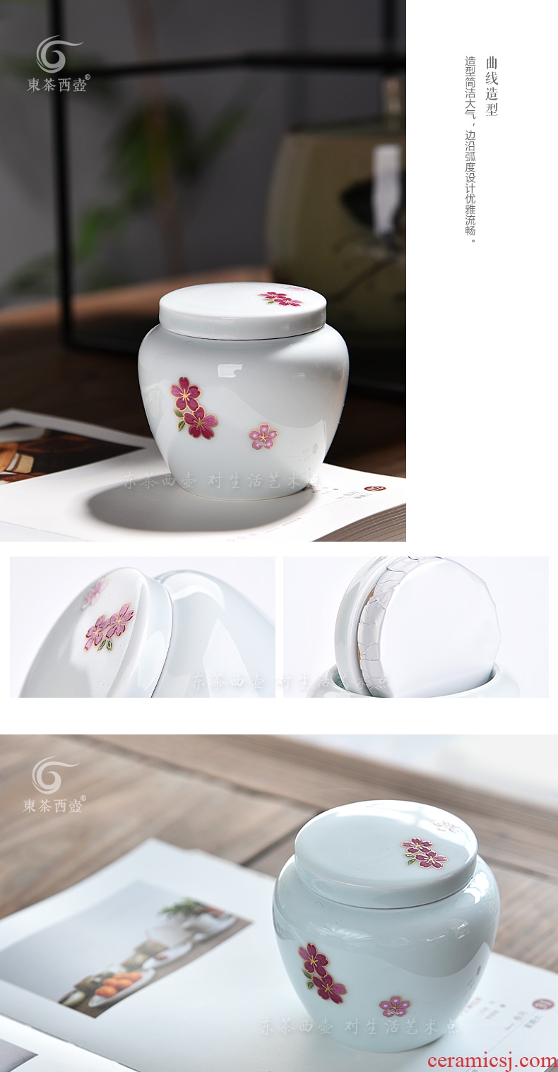 East west tea pot of ceramic mini green tea caddy fixings travel general portable storage tanks household seal pot trumpet