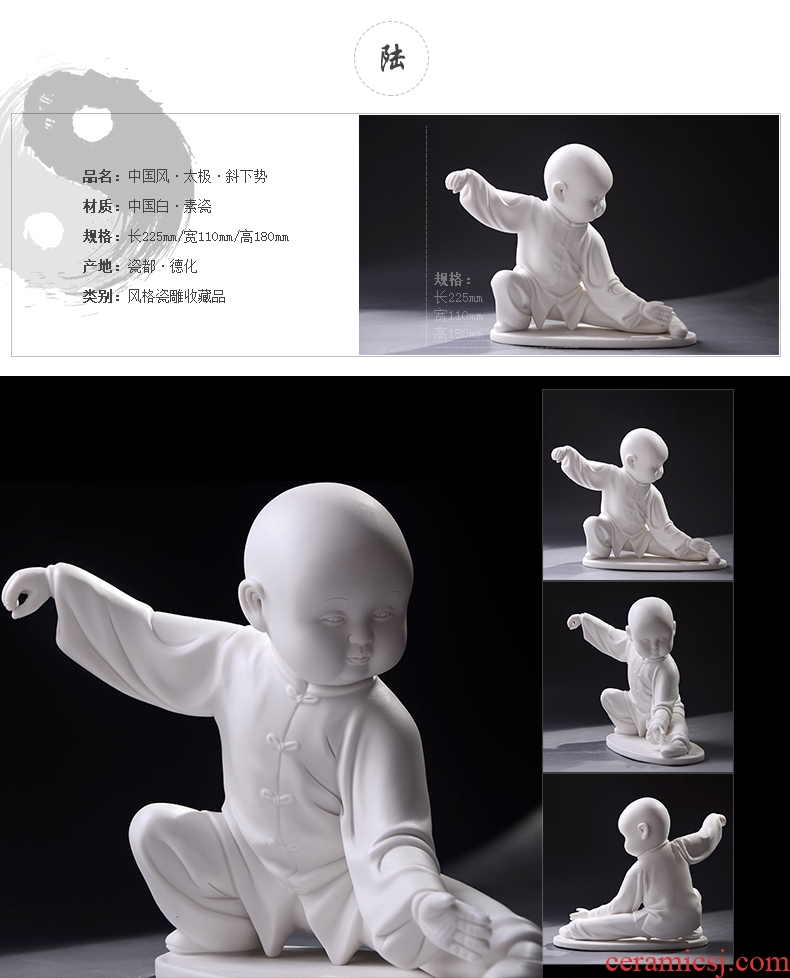 Chinese ceramic tai chi kung fu characters furnishing articles manual white porcelain, porcelain its office home desktop accessories
