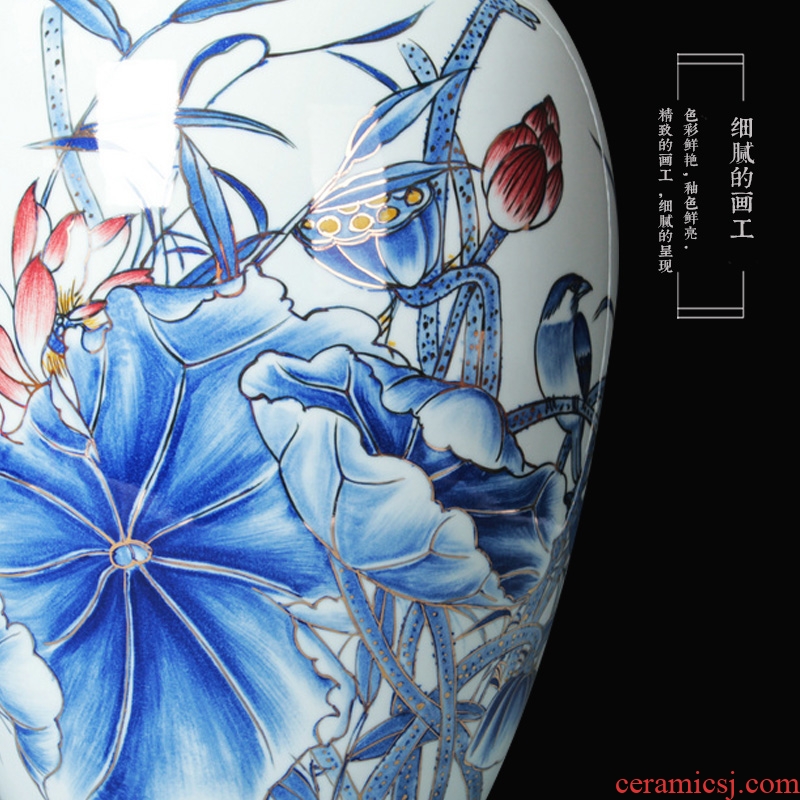Jingdezhen ceramics vase modern rural style household adornment is placed the see colour blue and white porcelain lotus the qing dynasty vase