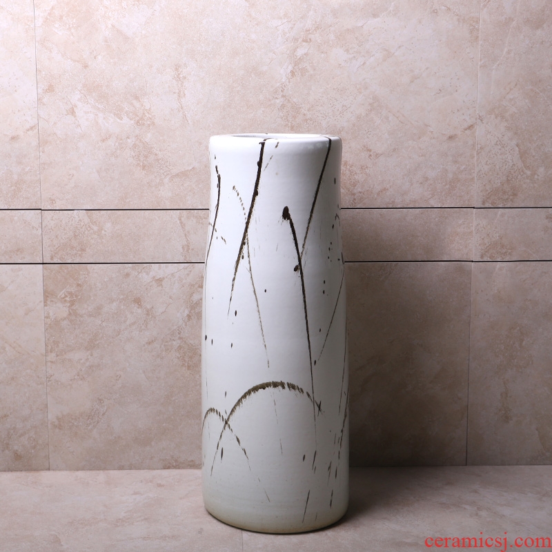 Lavabo ceramic column basin pillar type lavatory small family one small mini toilet floor