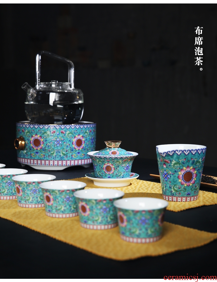 The Product of jingdezhen porcelain remit colored enamel xiangyang spend three to tureen grilled them thin body flower tea Chinese tea bowl