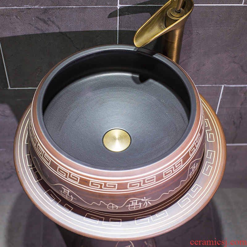 Jingdezhen ceramic lavatory basin one balcony sink toilet pillar landing basin to wash gargle