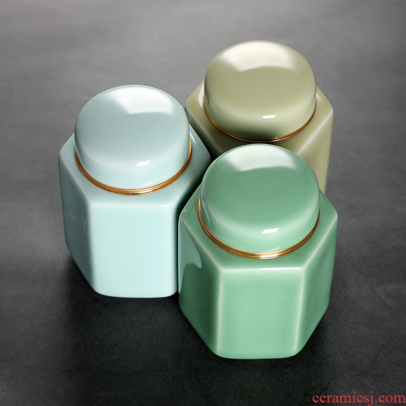 Caddy fixings ceramic seal household storage POTS tea accessories receives POTS sealed storage jar of longquan celadon