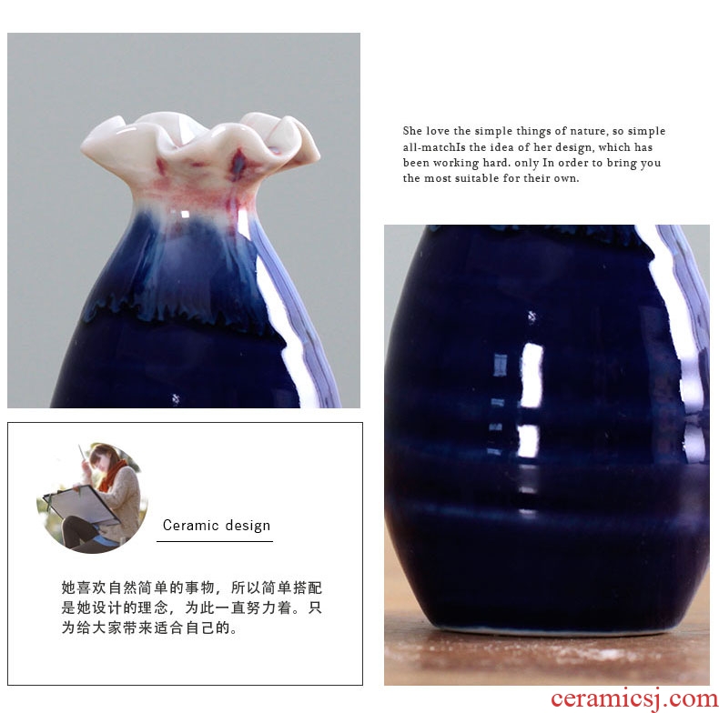 Small vase of jingdezhen ceramic up dried flower flower implement hydroponic creative contracted household adornment bedroom table furnishing articles