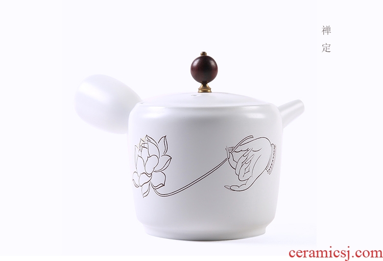 The Product up with porcelain remit zen matte enrolled white porcelain teapot side to make tea pot, ceramic tea set single pot of kung fu tea set