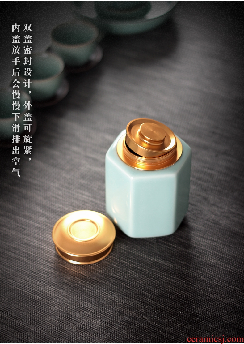 Caddy fixings ceramic seal household storage POTS tea accessories receives POTS sealed storage jar of longquan celadon