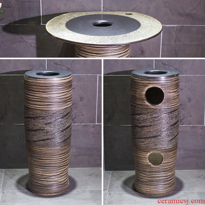 Lavabo ceramic basin of pillar type small column carved household is suing toilet ground commode pool basin