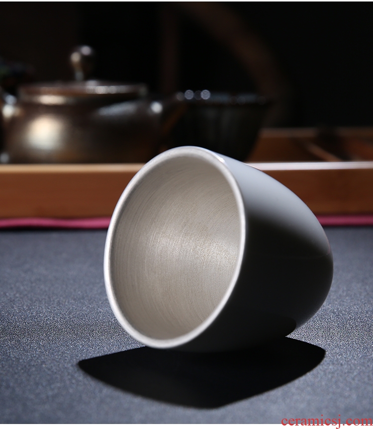 The Product silver glaze jade porcelain teacup dehua white porcelain porcelain remit silver light ceramic sample tea cup masters cup gift tea set