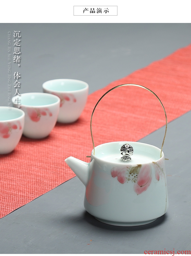 Chen xiang hand - made jingdezhen ceramic teapot manual single pot of girder pot teapot kung fu tea set filter pot