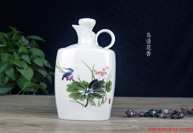 Jingdezhen ceramic temperature wine pot 1 catty ceramic bottle heating hip warm wine bottle of 500 ml wine to elders