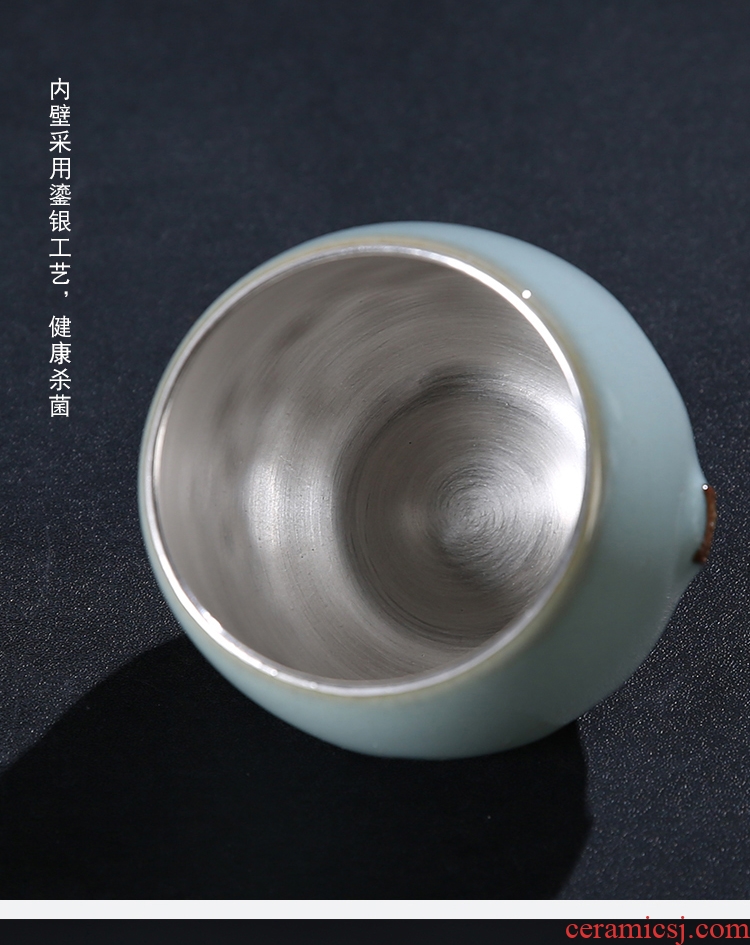 The Product of the ruzhou your up porcelain remit coppering. As silver mine loader silver cup sample tea cup ceramic personal master cup by hand