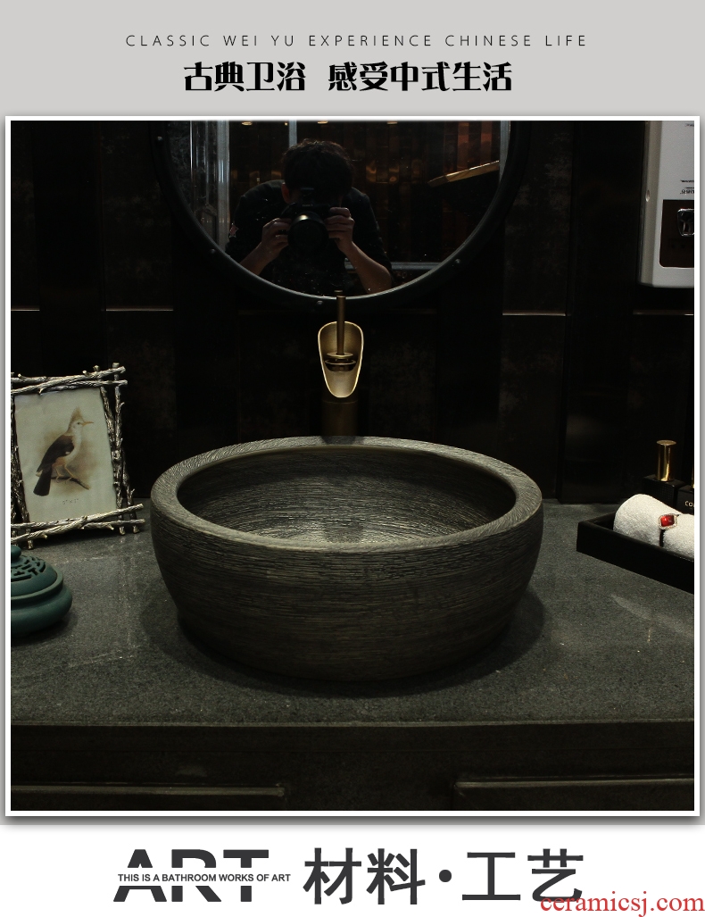 Ceramic sink basin sink the lavatory basin toilet stage basin round art restores ancient ways American