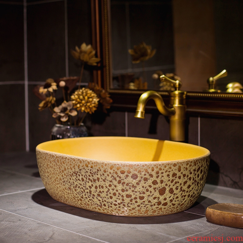 European art stage basin ceramic lavatory toilet American oval face basin basin stage basin that wash a face to wash your hands