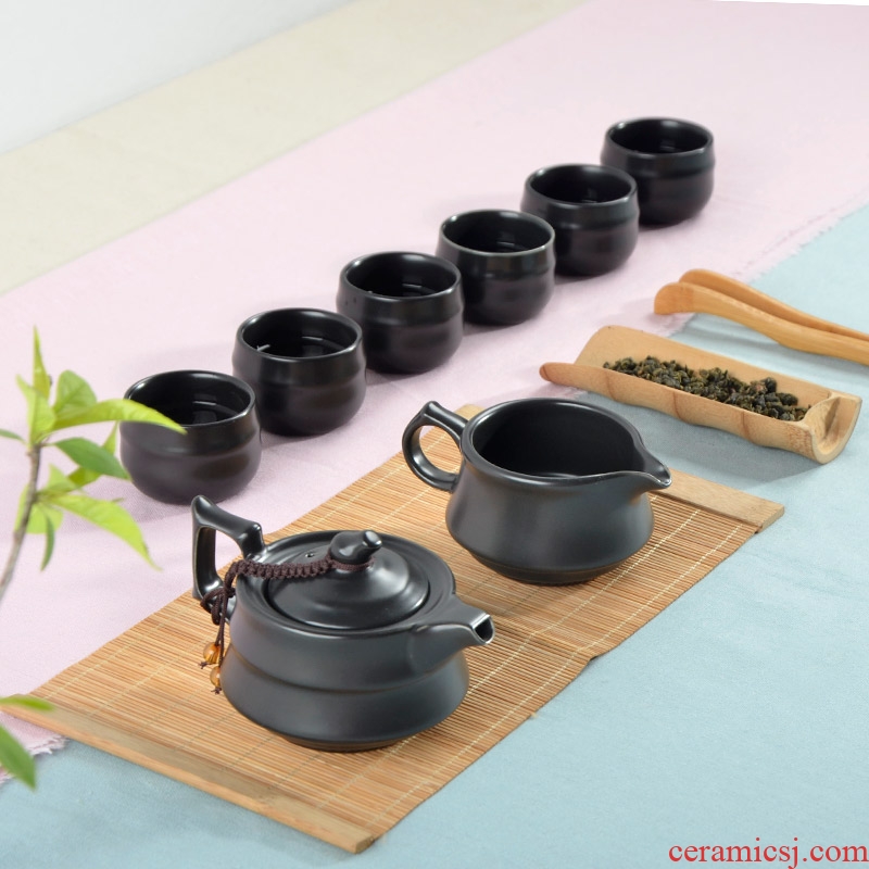 JiaXin tea sets up of a complete set of kung fu tea tea cups, black white green ceramic POTS three