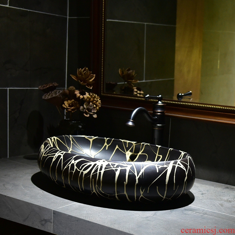 Black art stage basin oval European ceramic lavatory toilet lavabo sink basin