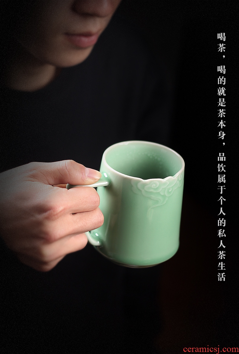 Mark cup celadon with cover ceramic cups creative cup contracted office cup tea cup move customization