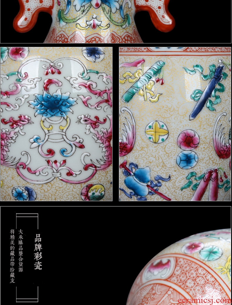 Antique Chinese hand made pastel jingdezhen ceramics vase phoenix song rich ancient frame, secretary of small handicraft