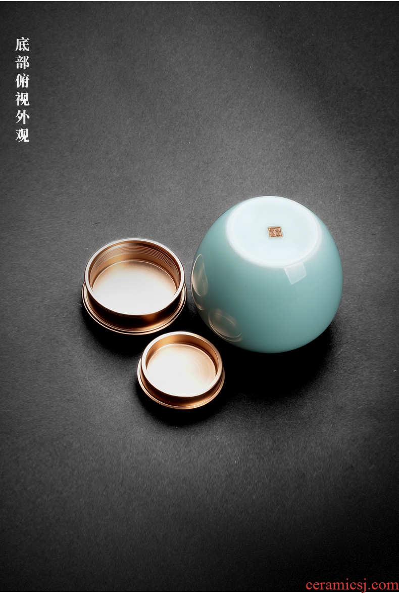 Ceramic seal caddy fixings longquan celadon portable storage POTS Ceramic pottery tea sets canned tea store receives the trumpet
