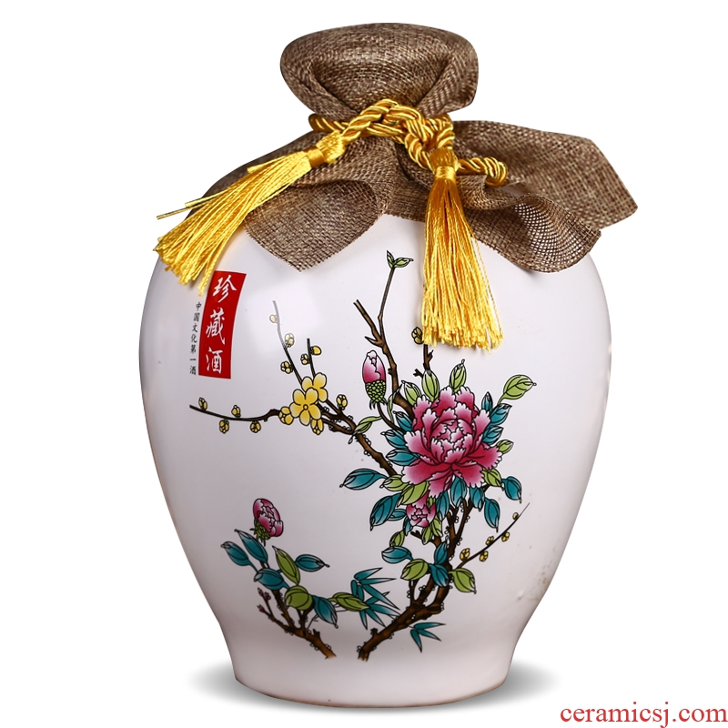 Jingdezhen ceramic bottle is empty bottle 1 catty 2 jins 5 jins 10 jins home jar jar sealed jar of wine furnishing articles