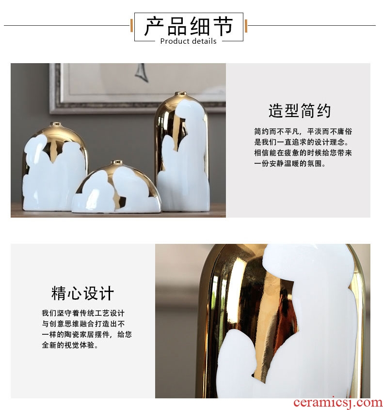 Jingdezhen ceramic checking gold - plated flower household act the role ofing is tasted furnishing articles flower arranging TV ark, decoration decoration