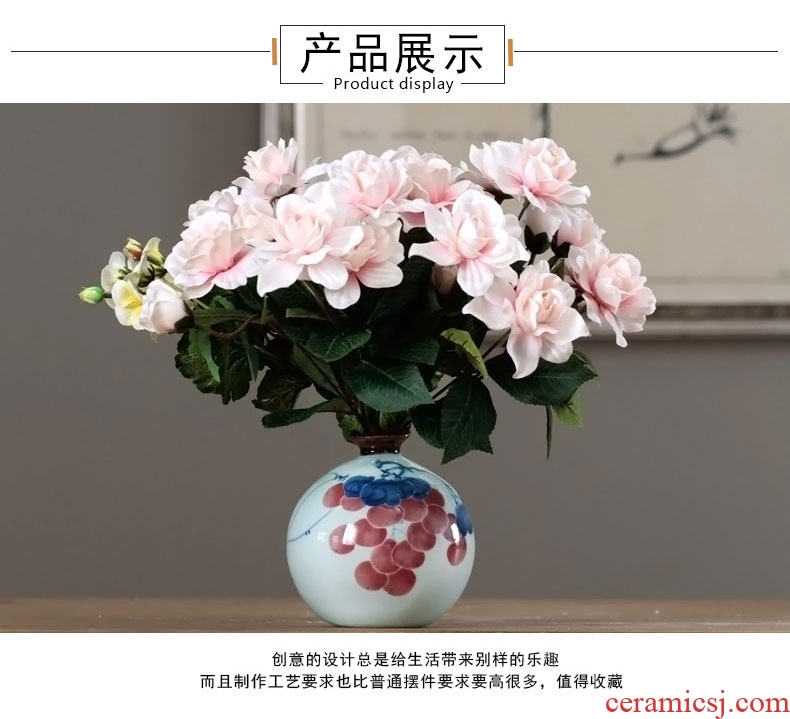 Vase office furnishing articles desktop jingdezhen ceramic water raise flowers creative sitting room adornment flower arranging hydroponic narrow expressions using