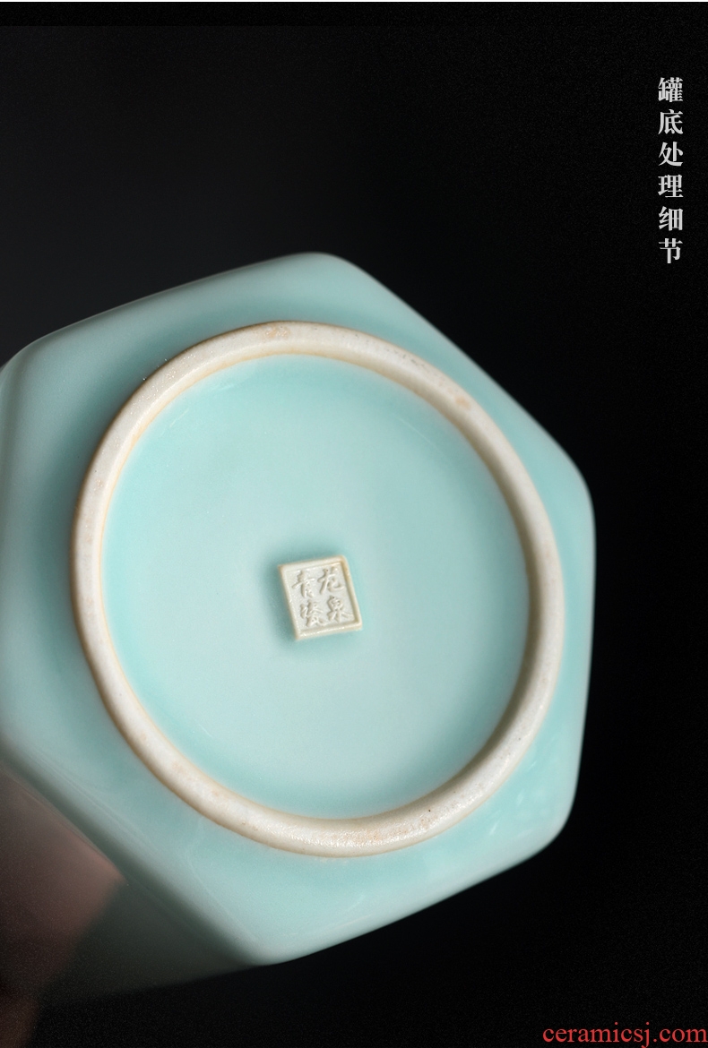 Caddy fixings ceramic seal household storage POTS tea accessories receives POTS sealed storage jar of longquan celadon