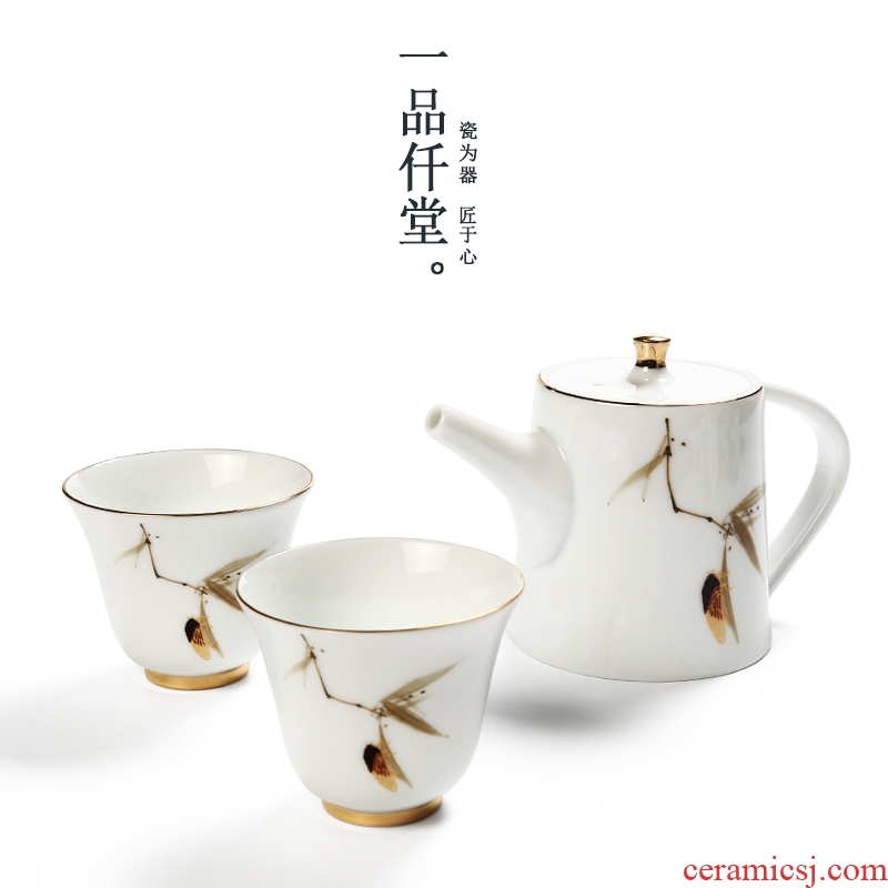 Yipin # $ceramic teapot hand - made tea filter white porcelain teapot kung fu tea set single pot of the teapot