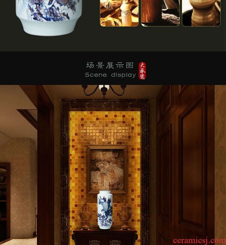 Blue and white see colour porcelain jingdezhen ceramics by hand unfolds the vase modern home furnishing articles