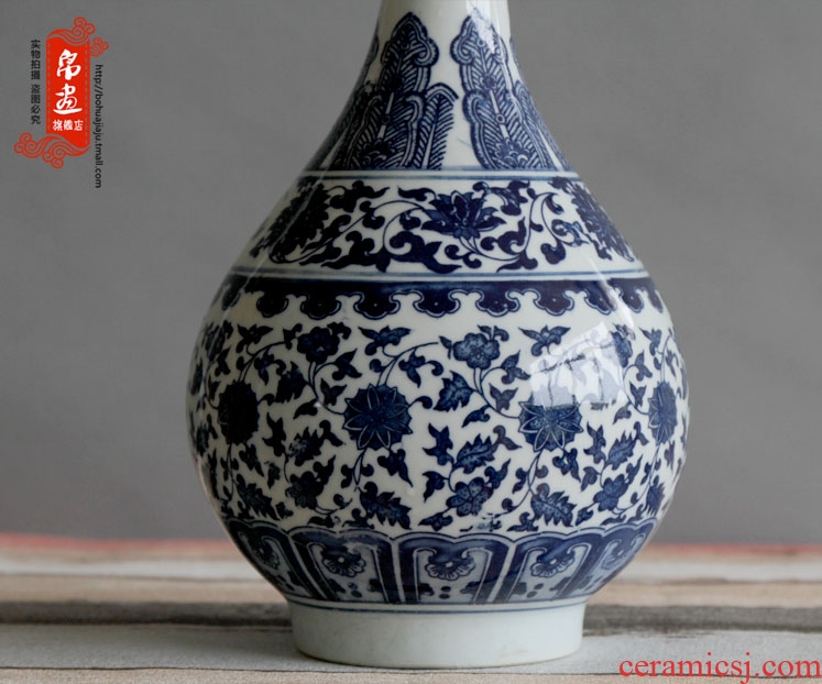 Jingdezhen blue and white porcelain vase furnishing articles narrow expressions using ceramics home sitting room adornment flowers flower arrangement water rich ancient frame