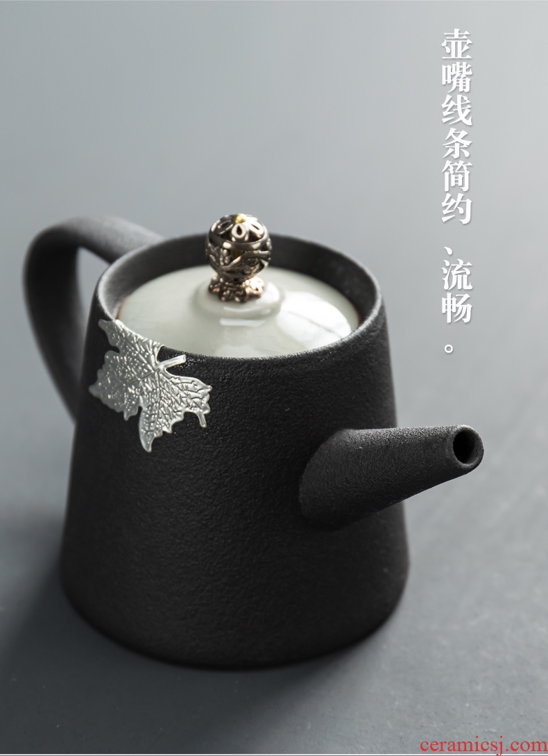 Black pottery xi shi teapot ceramic filter single pot teapot household kung fu tea set small Japanese contracted coarse TaoXi