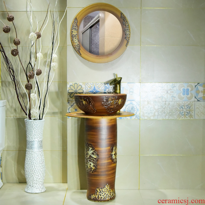 The Lavatory basin sink ceramic column column children wash one floor vertical basin simple integrated basin