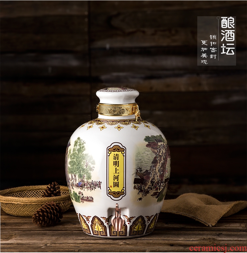 Jingdezhen ceramic jars with leading sealing mercifully it hip wine clear figure 10 jins 20 jins 30 jins