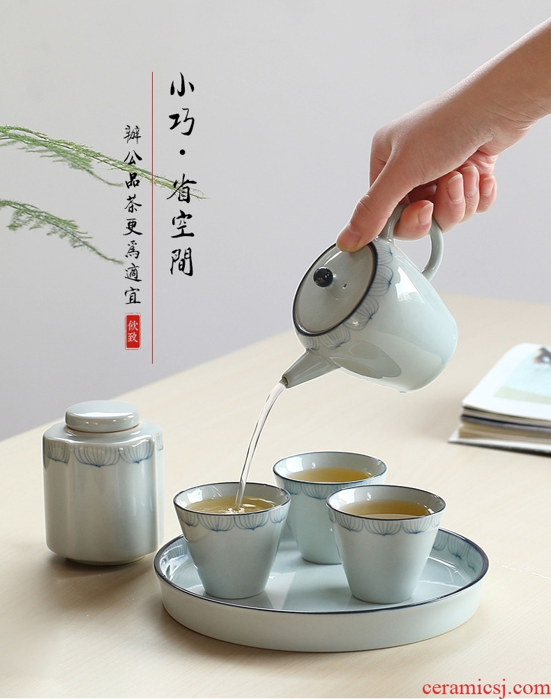 Ultimately responds to jingdezhen household hand - made ceramic suit a pot of three cups of tea tray was kung fu tea caddy fixings sets of group travel