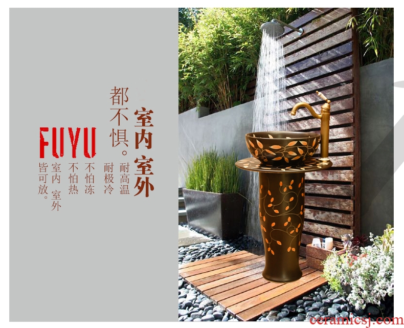 The small family small balcony pillar lavabo one - piece simple toilet ceramic lavatory basin basin