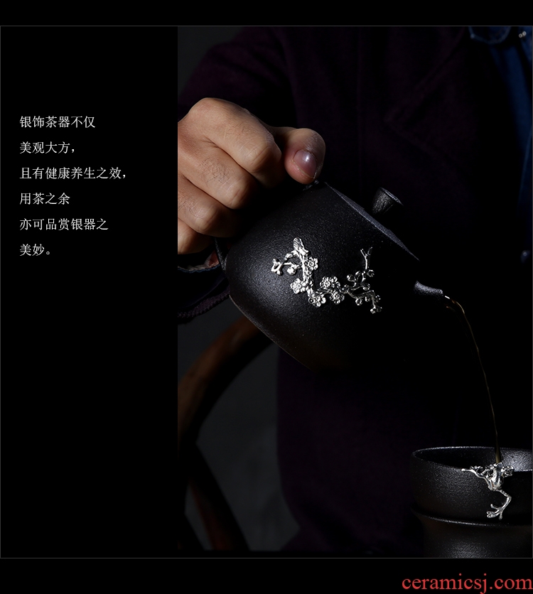 The Product porcelain sink coarse pottery ease pot with silver checking silver ceramic teapot tea gift kung fu tea