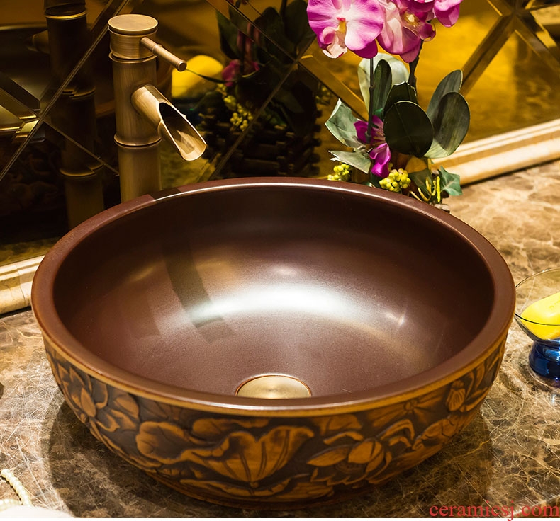 Antique Chinese classical art on the stage basin sink ceramic face basin lavatory basin creative household water basin