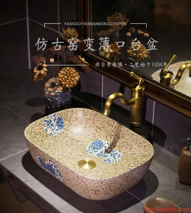 Mediterranean thin expressions using art stage basin ceramic lavatory square basin basin artical on the sink