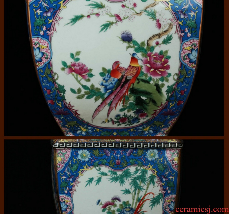 Jingdezhen ceramics vase see colour enamel archaize square flower vase classical household adornment furnishing articles