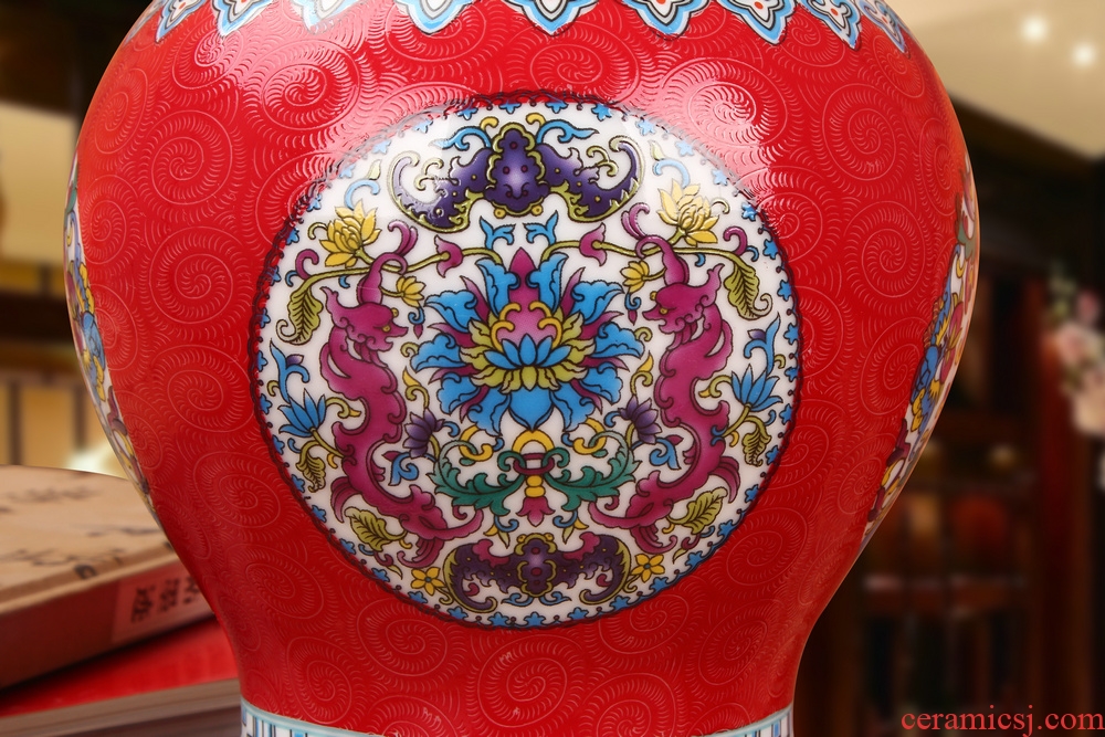 Jingdezhen ceramic vase enamel see China red f general climbing flower pot vase qGIOPAbKev modern parts