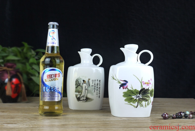 Jingdezhen ceramic temperature wine pot 1 catty ceramic bottle heating hip warm wine bottle of 500 ml wine to elders